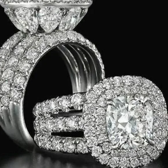 NEW 925 STERLING SILVER DIAMOND HALO RING - Picture 3 of 6